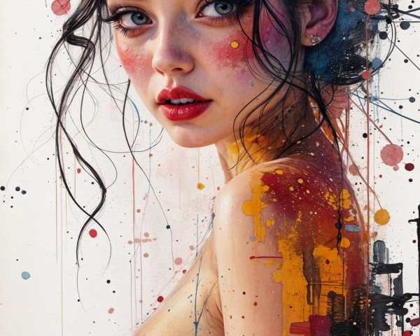 Portrait of a Young Woman with Colorful Background