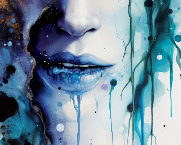 Portrait of a Woman with Vibrant Blue and Purple Background