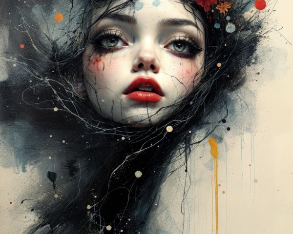 Surreal Portrait of a Woman with Nature Elements