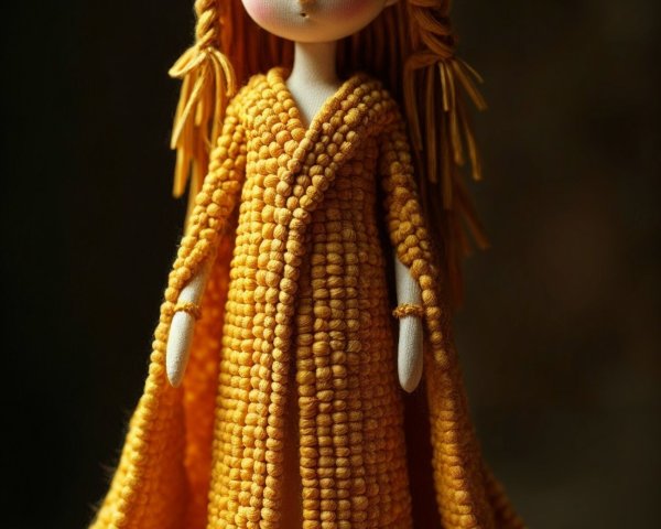 Handcrafted Doll with Intricate Yarn and Braided Hair
