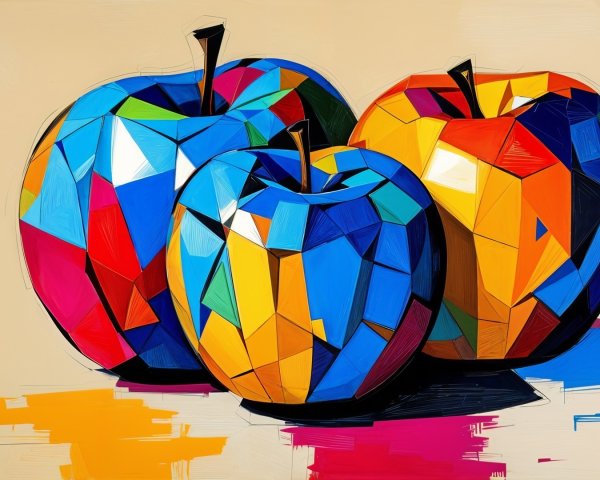 Stylized Apples in Vibrant Geometric Colors