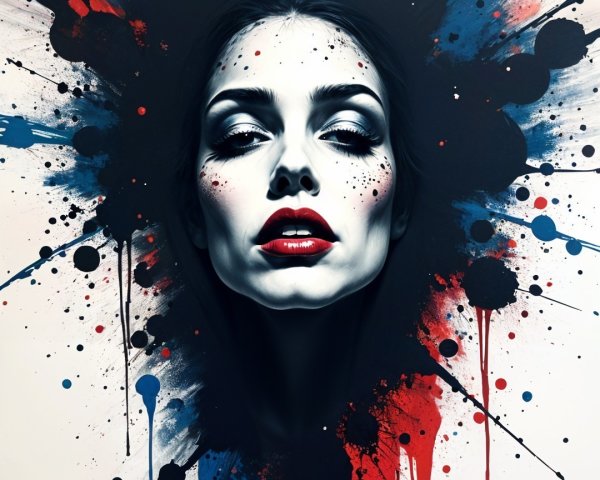 Realistic Portrait of Woman with Abstract Urban Background