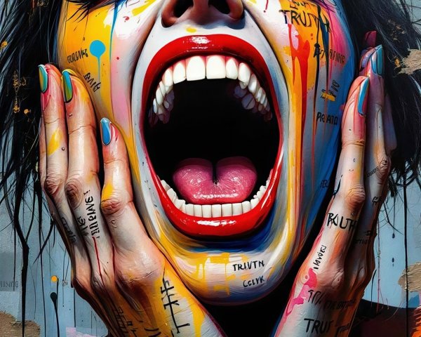 Dynamic Fusion of Street Art and Pop Art Depicting Distress