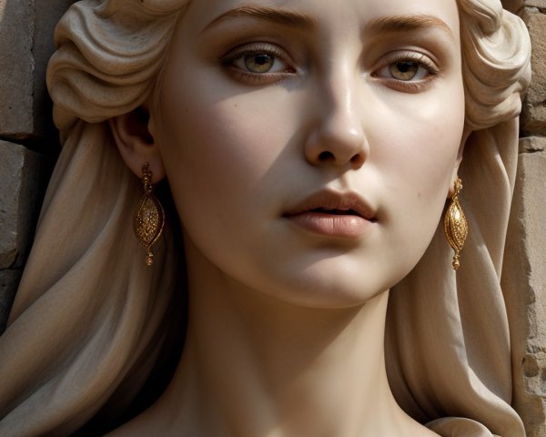 Regal Woman in Crown and Elegant Gown with Backdrop
