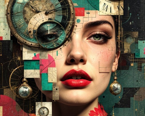 Artistic Montage of a Woman's Face with Patterns