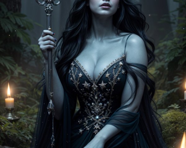 Enchanted Queen in Mystical Forest Setting