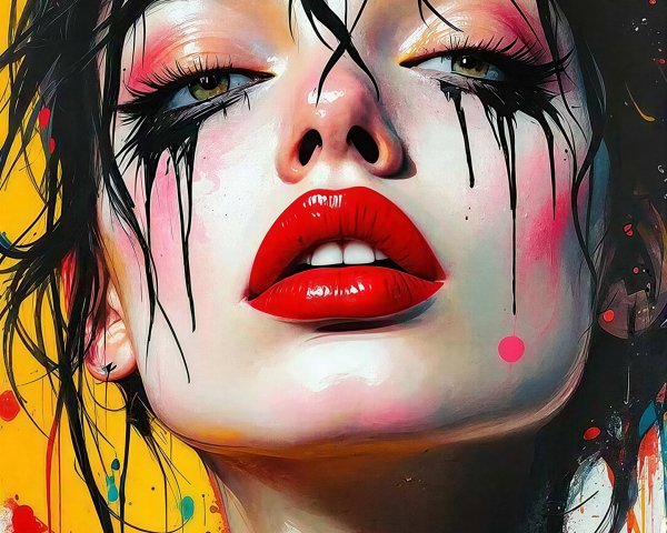 Vibrant Pop Art Portrait of a Woman with Bold Colors