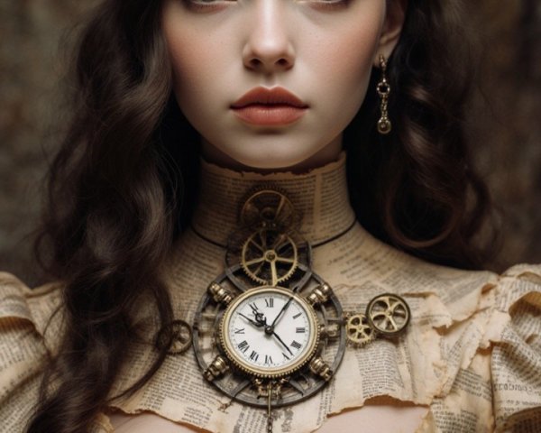 Portrait of a Young Woman in Steampunk Fashion