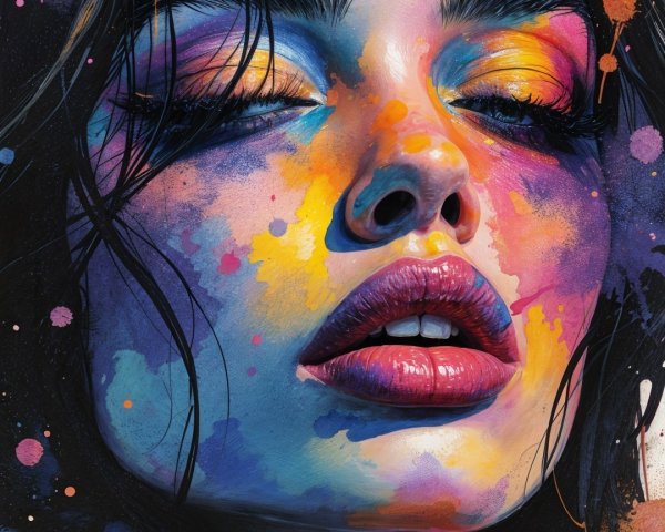 Vibrant Portrait of a Woman with Bold Colors