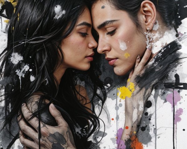 Intimate Portrait of a Couple with Vibrant Backdrop