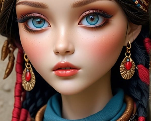 Beautifully Crafted Doll with Blue Eyes and Accessories