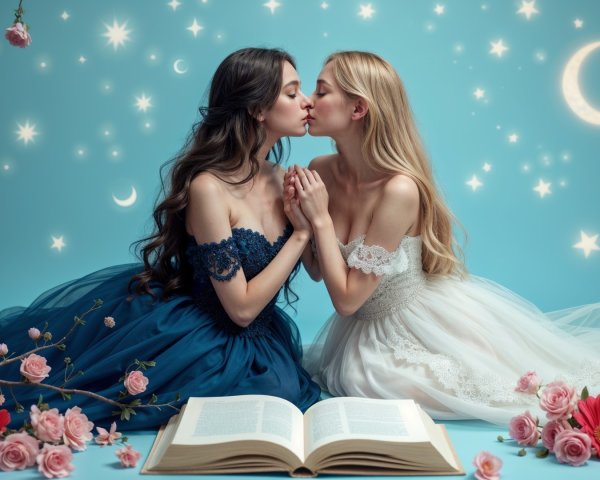 Tender Moment Between Two Women in Romantic Setting