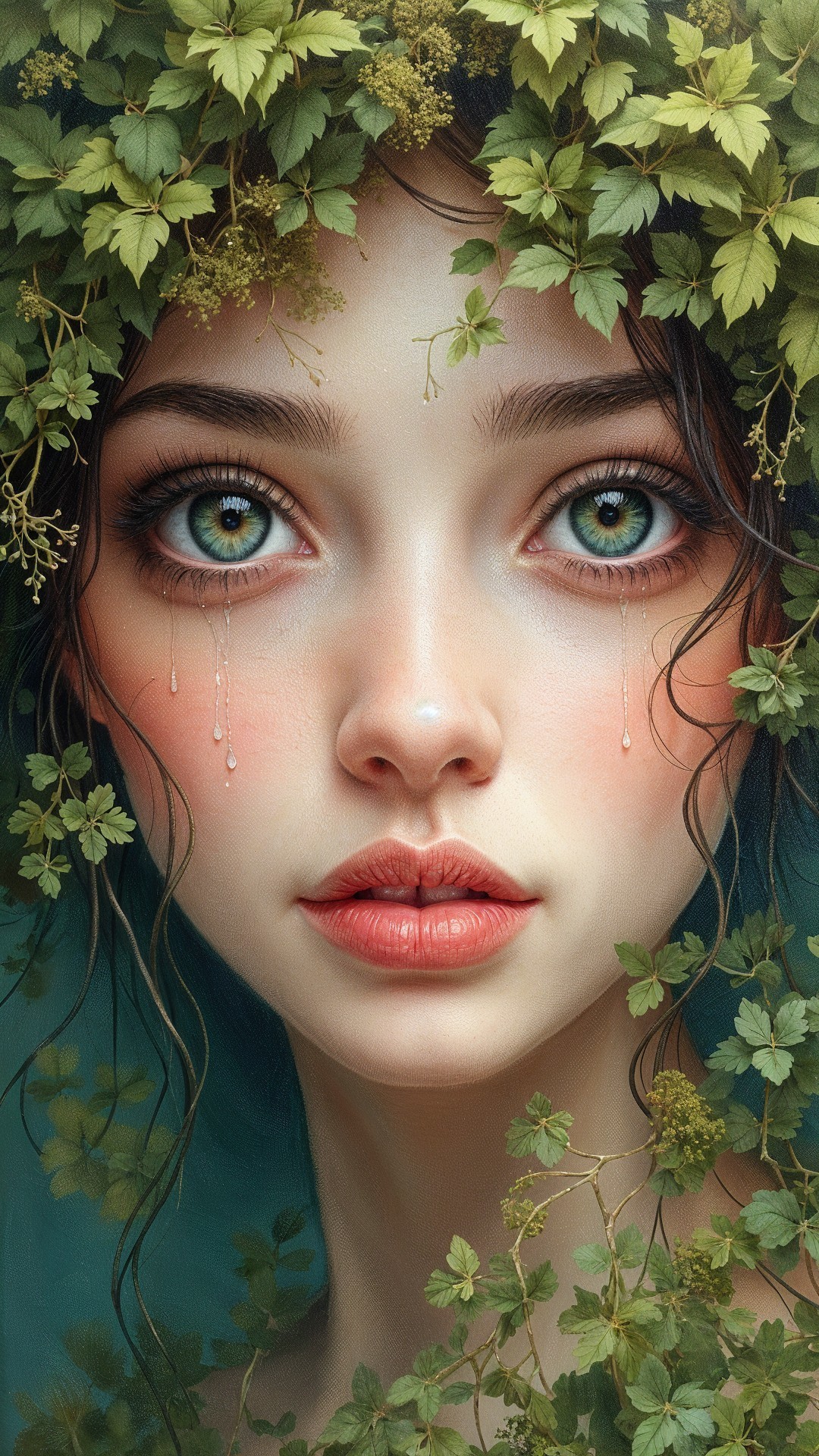 Close-Up Portrait of a Young Woman with Green Eyes