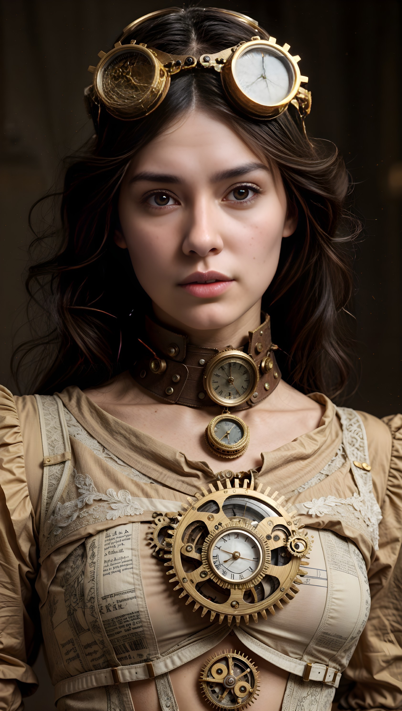 Steampunk-Inspired Young Woman in Vintage Setting