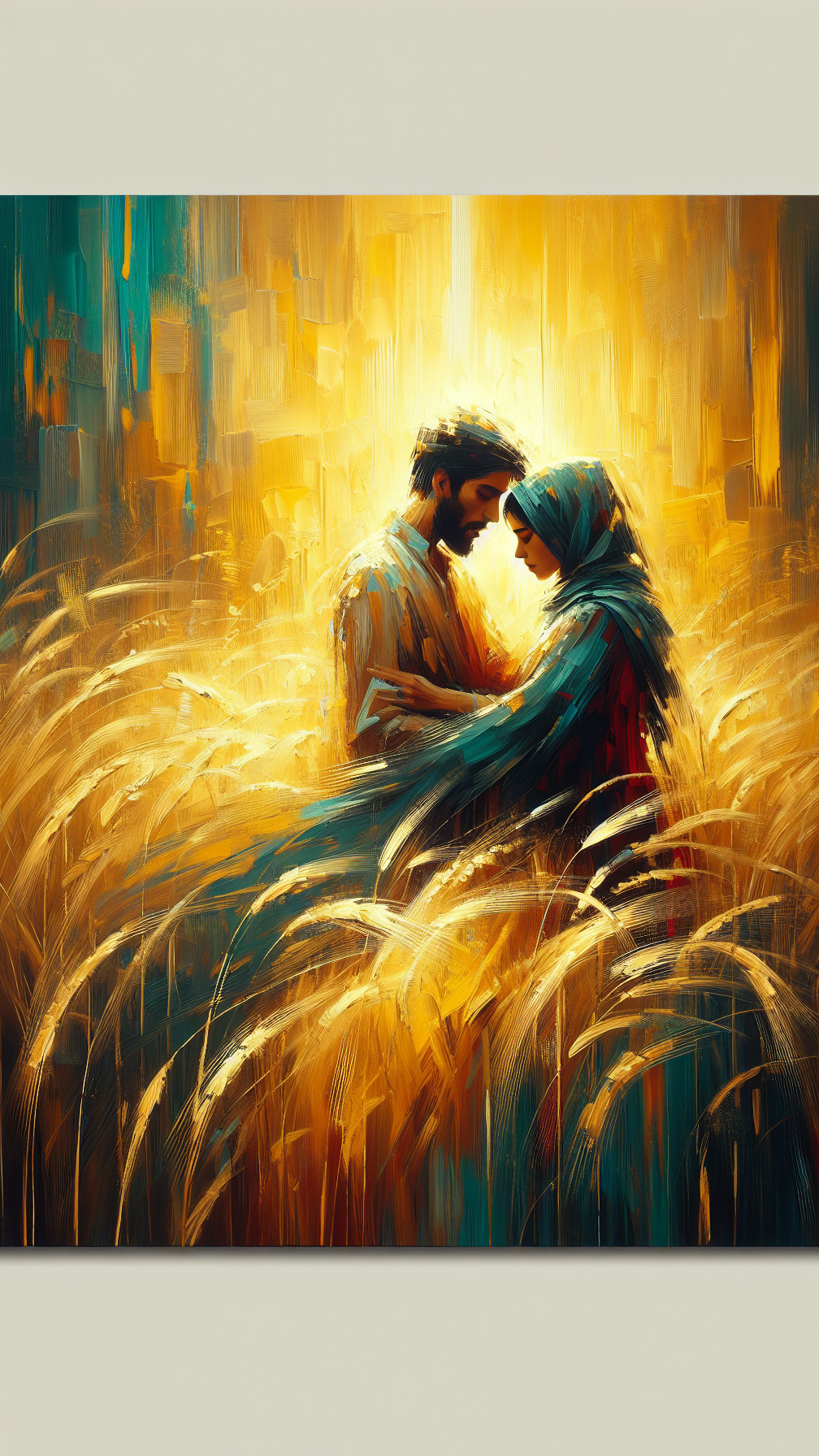 Romantic Scene in a Sunlit Field with Golden Grass