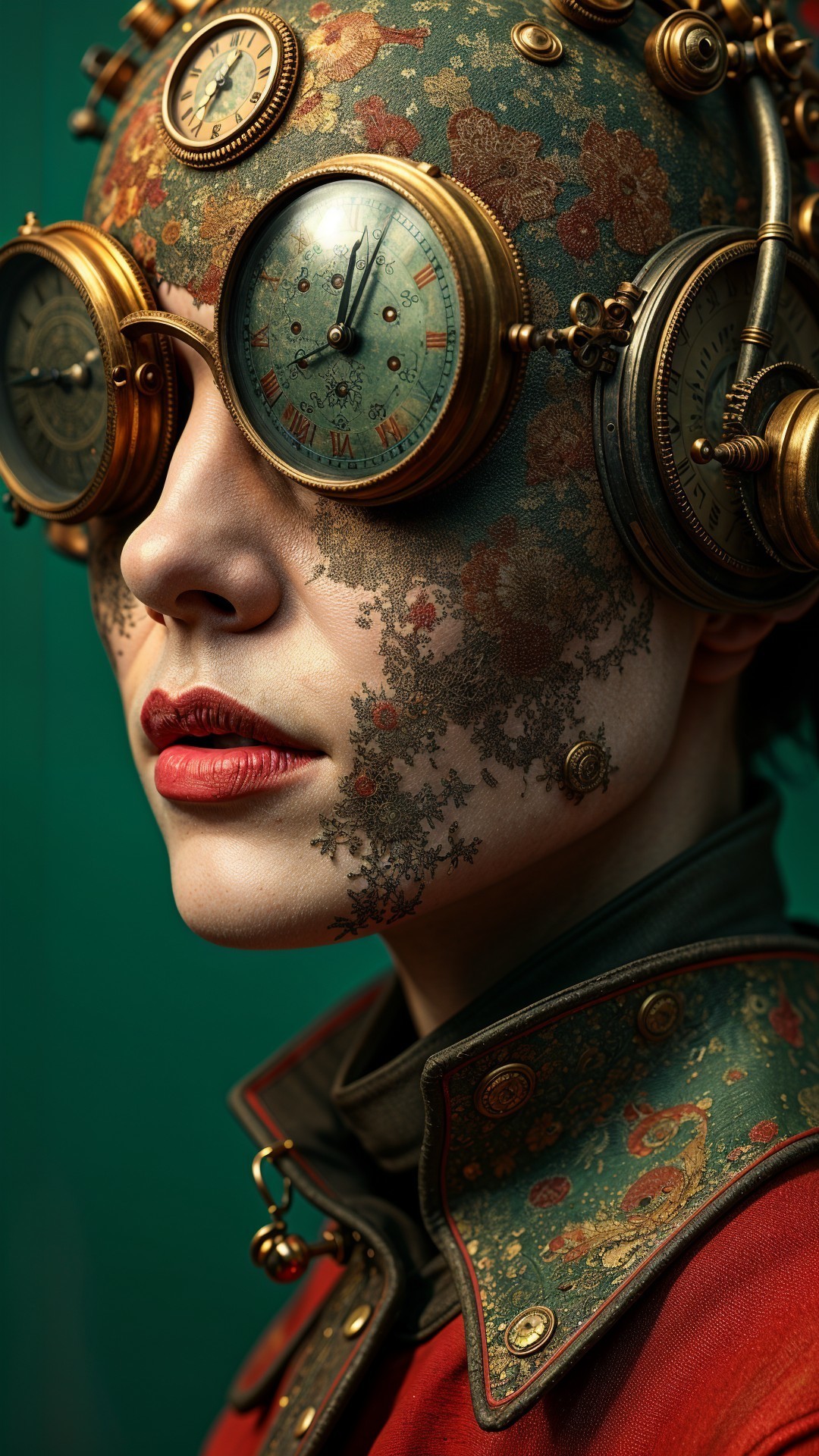 Steampunk Fashion with Intricate Goggles and Lace Design