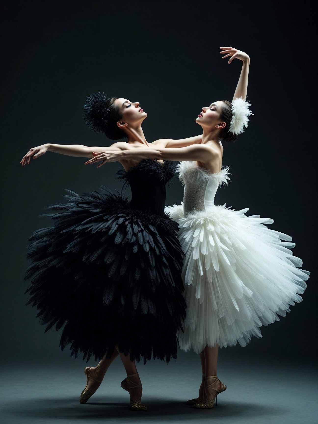 Ballerinas in Black and White Tutus Highlight Duality