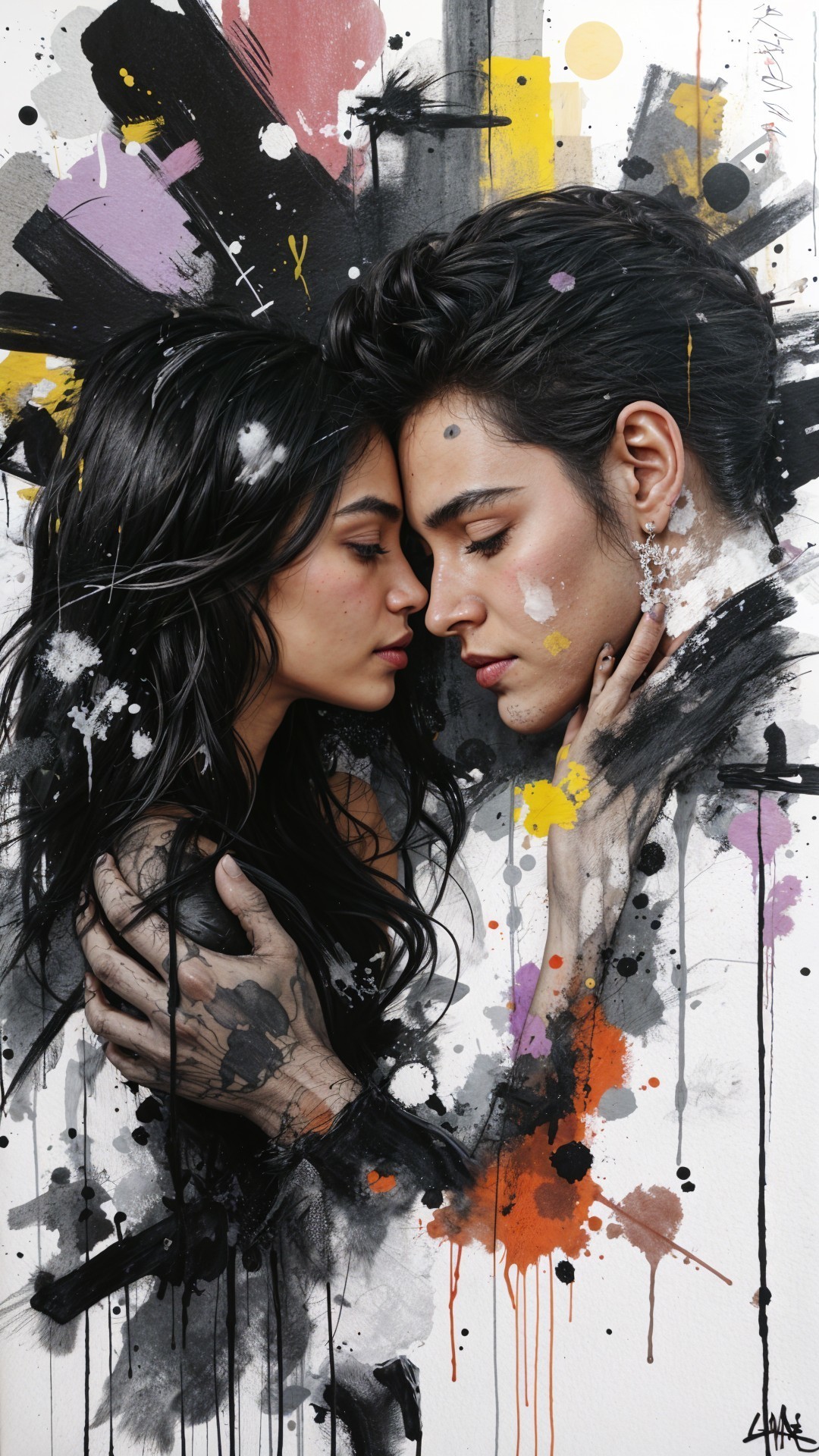 Intimate Portrait of a Couple with Vibrant Backdrop