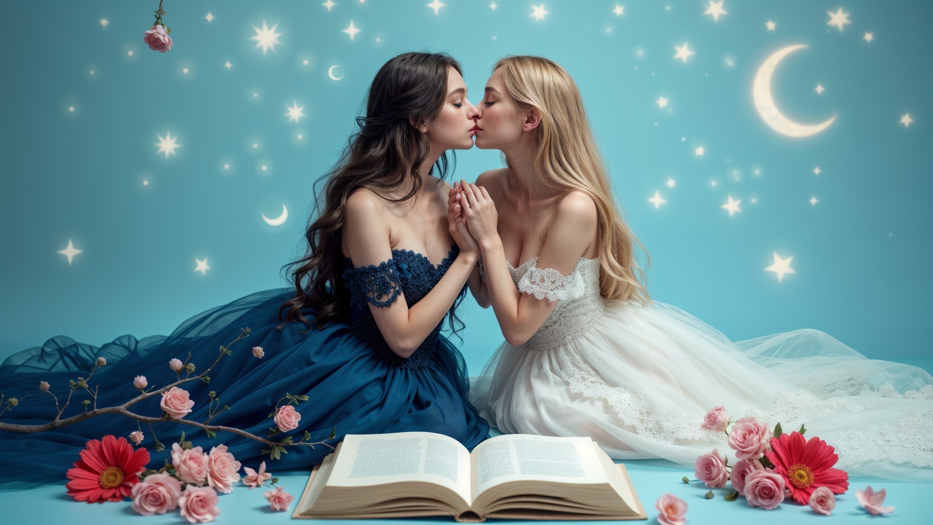 Tender Moment Between Two Women in Romantic Setting