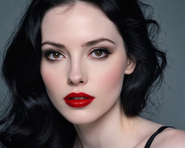 Close-Up Portrait of a Woman with Bold Makeup