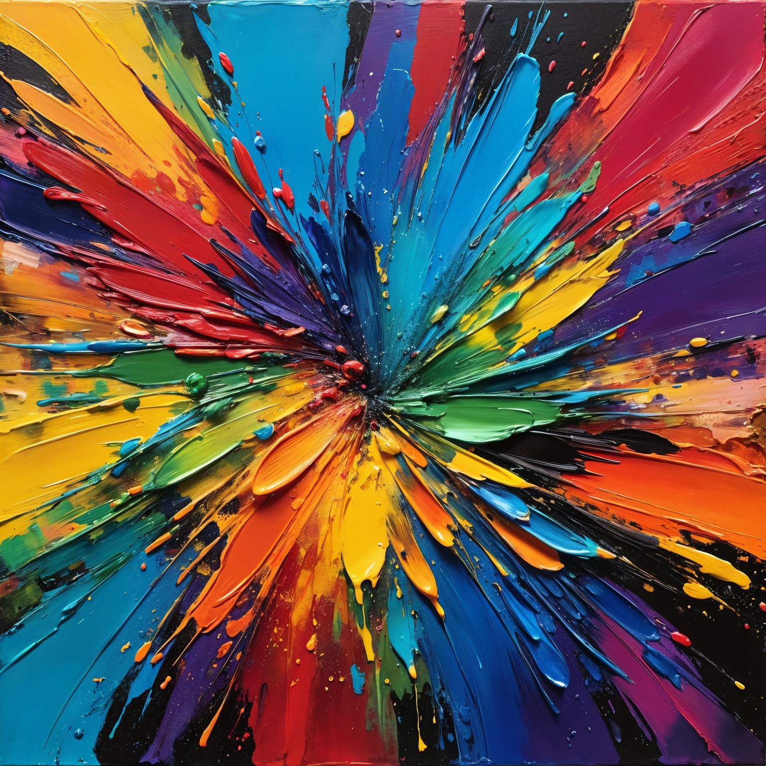 Vibrant Abstract Artwork with Dynamic Color Explosion