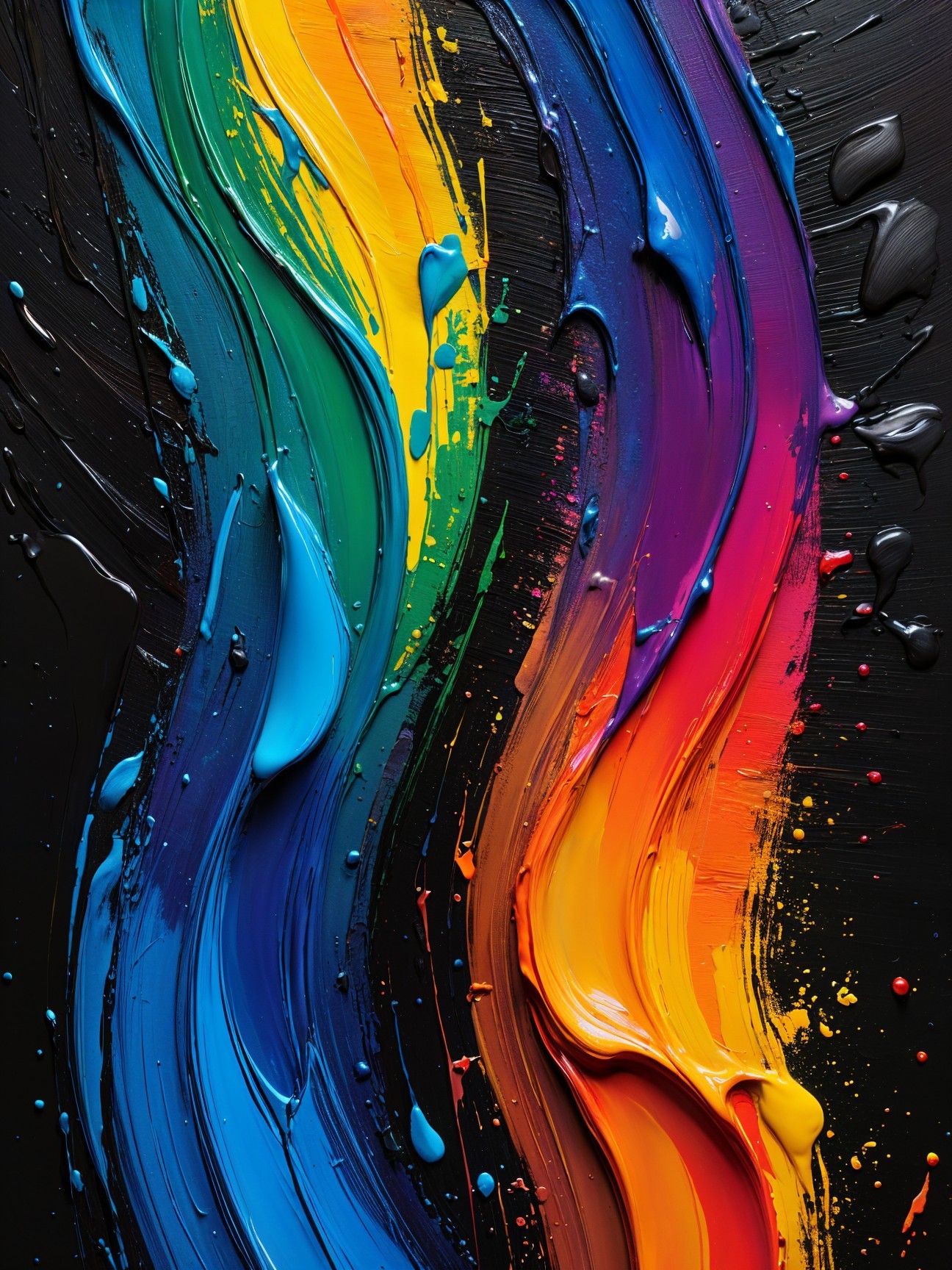 Vibrant Abstract Painting with Bold Color Waves