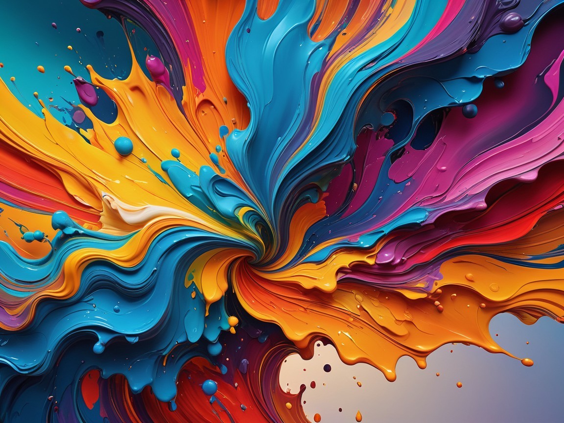 Vibrant Color Swirl with Glossy Paint Textures