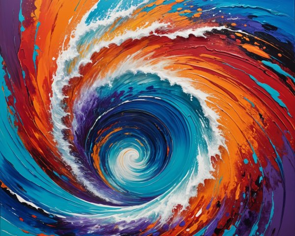 Abstract Ocean Wave with Vibrant Color Swirls