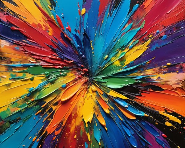 Vibrant Abstract Artwork with Dynamic Color Explosion