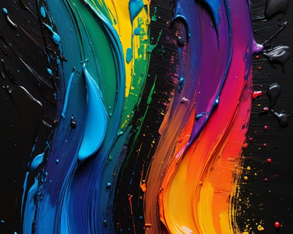 Vibrant Abstract Painting with Bold Color Waves