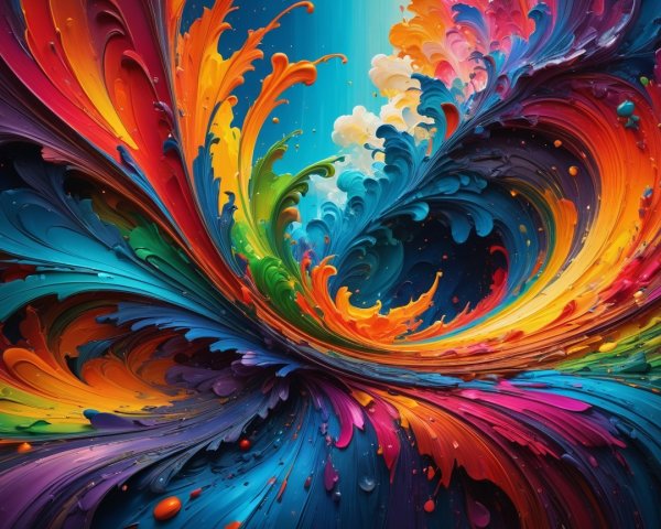 Dynamic Abstract Artwork with Vibrant Color Swirls