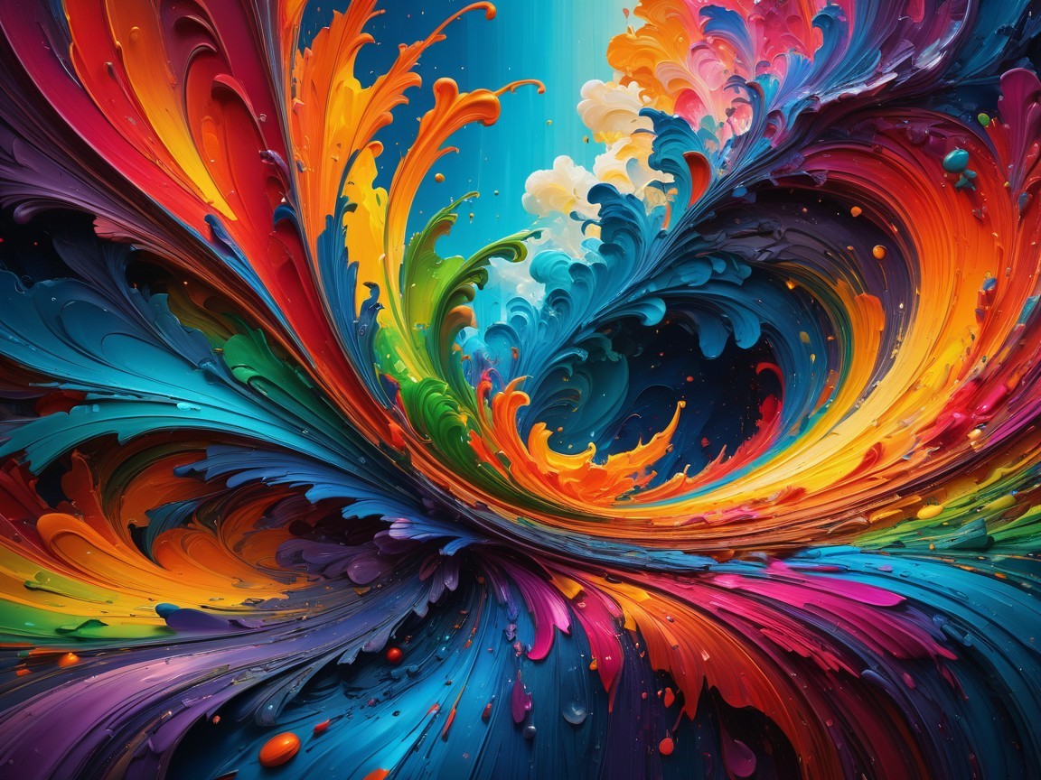 Dynamic Abstract Artwork with Vibrant Color Swirls