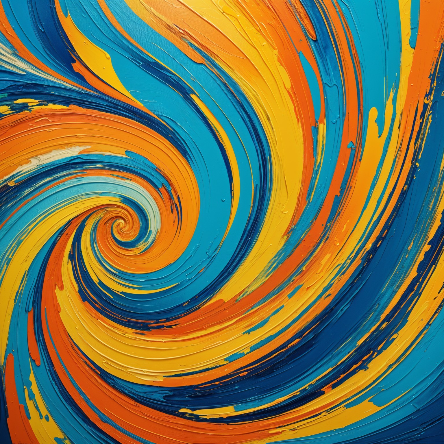 Vibrant Swirling Pattern with Bold Orange, Yellow, Blue
