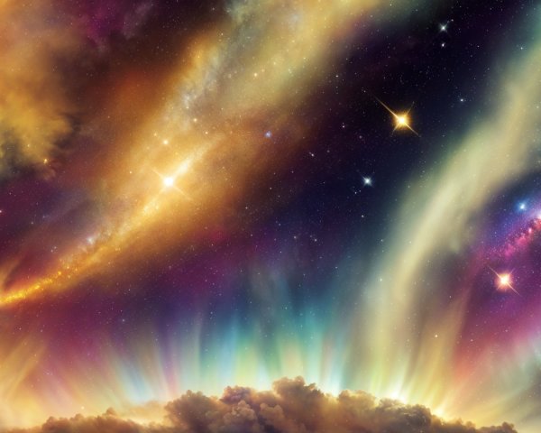 Vibrant Cosmic Scene with Swirling Colors and Stars
