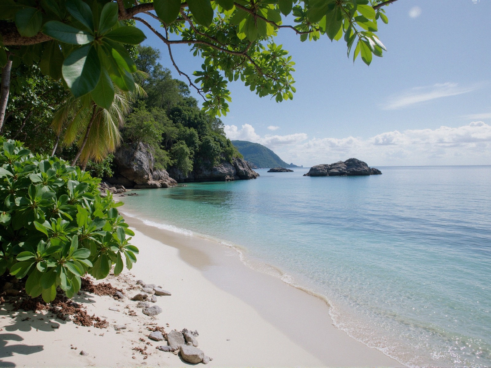 Serene Beach Scene with Sand and Turquoise Water