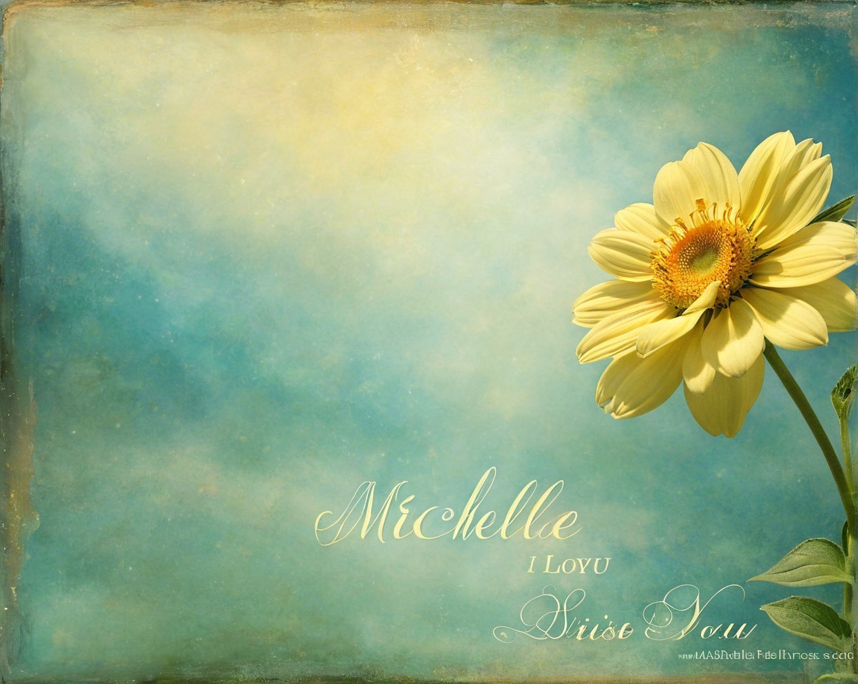 Vintage Illustration of a Yellow Flower on Blue Background
