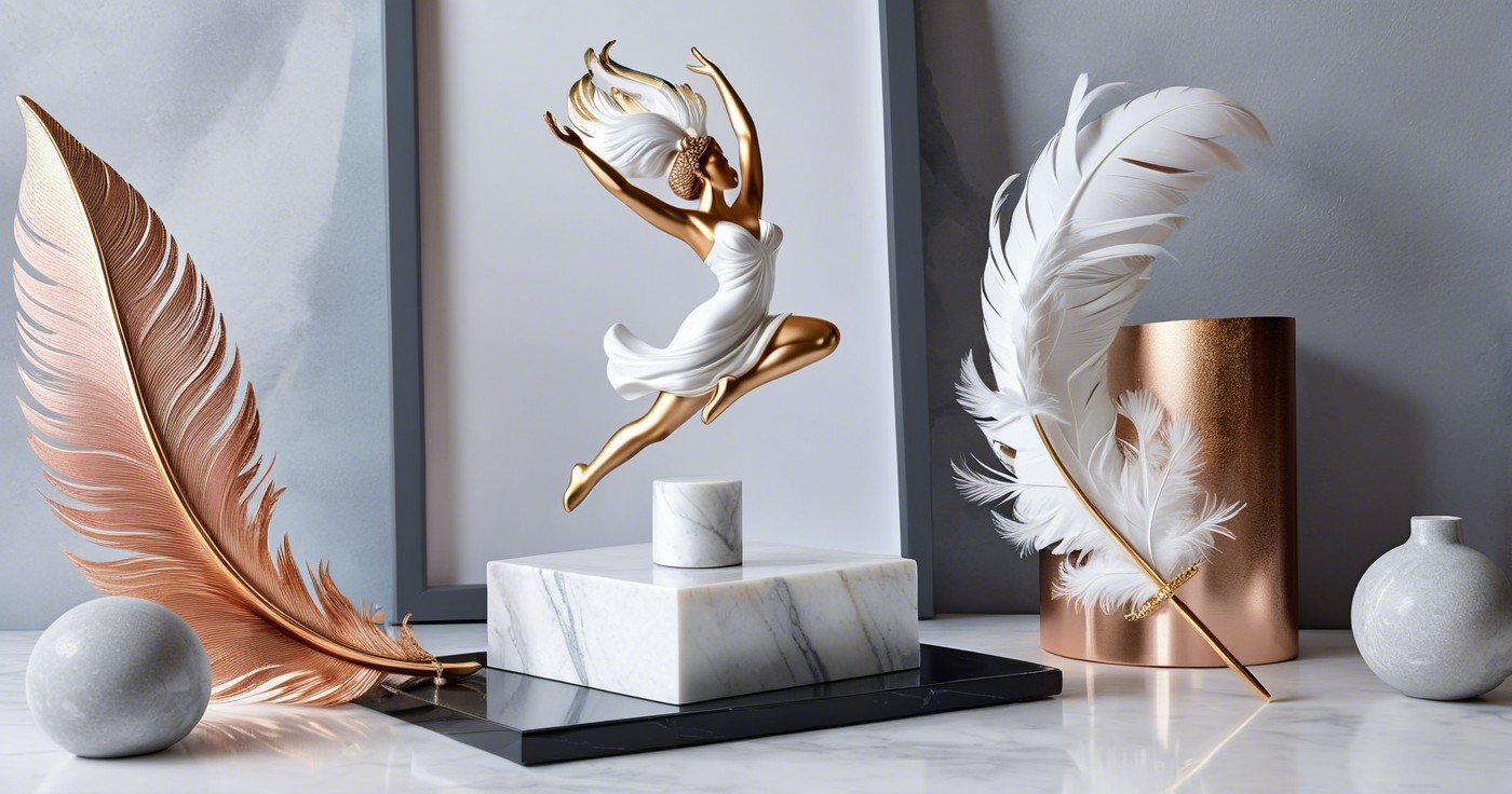 Modern Art Arrangement with Golden Dancer and Decor
