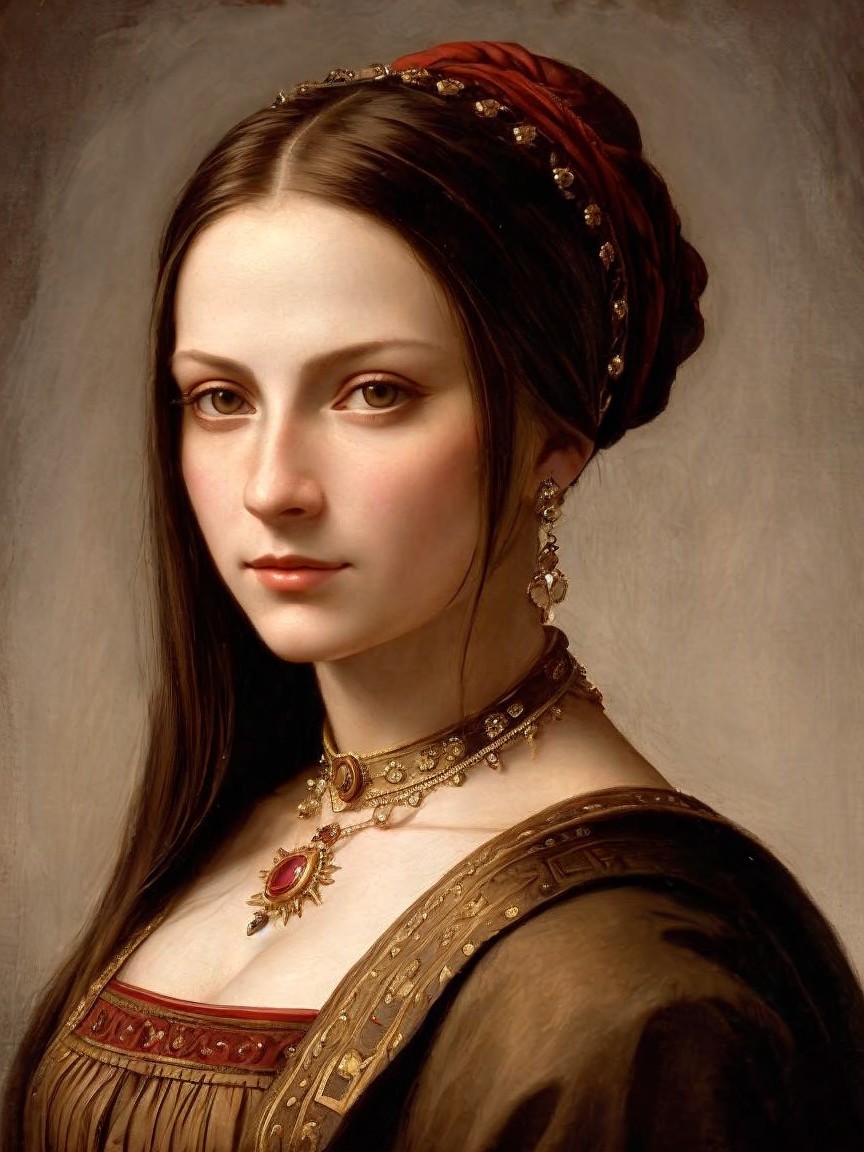 Portrait of a Young Woman in Elegant Attire