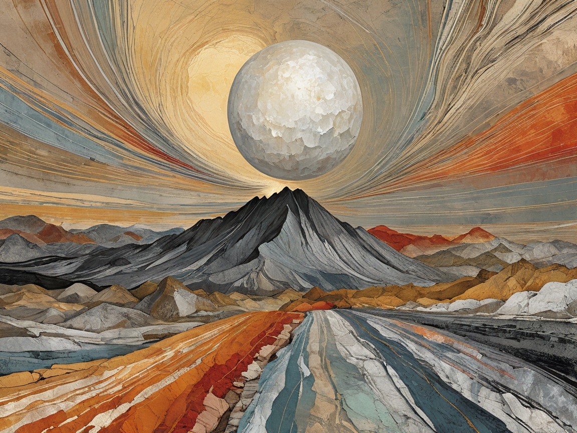 Dramatic Landscape with Mountain Range and Moon