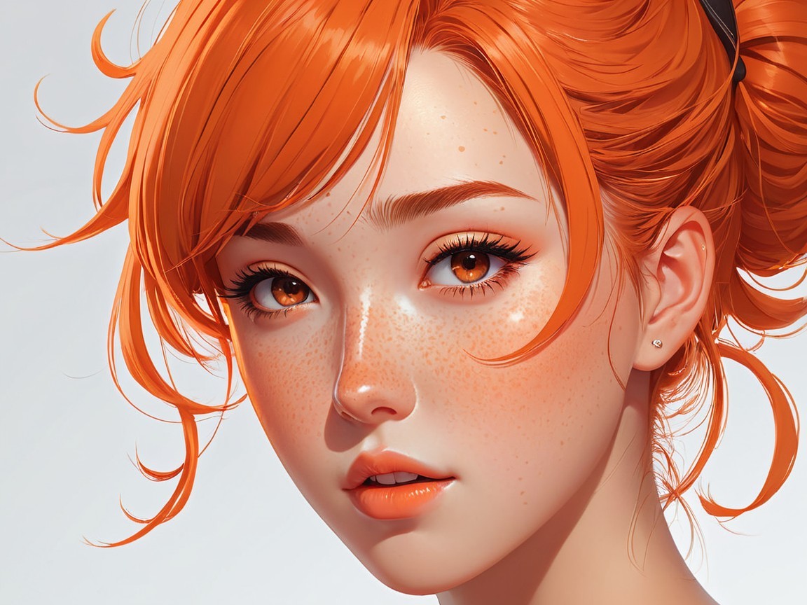 Close-up Portrait of a Young Woman with Orange Hair