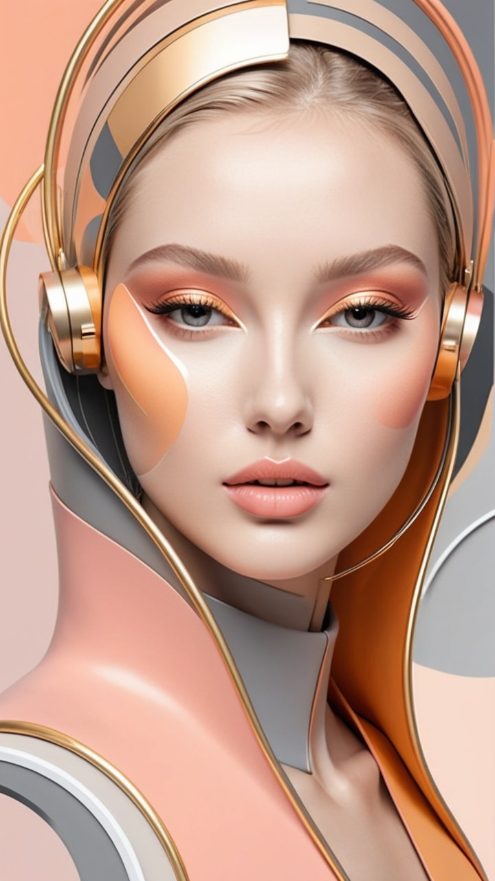 Futuristic Portrait of a Woman with Pastel Makeup
