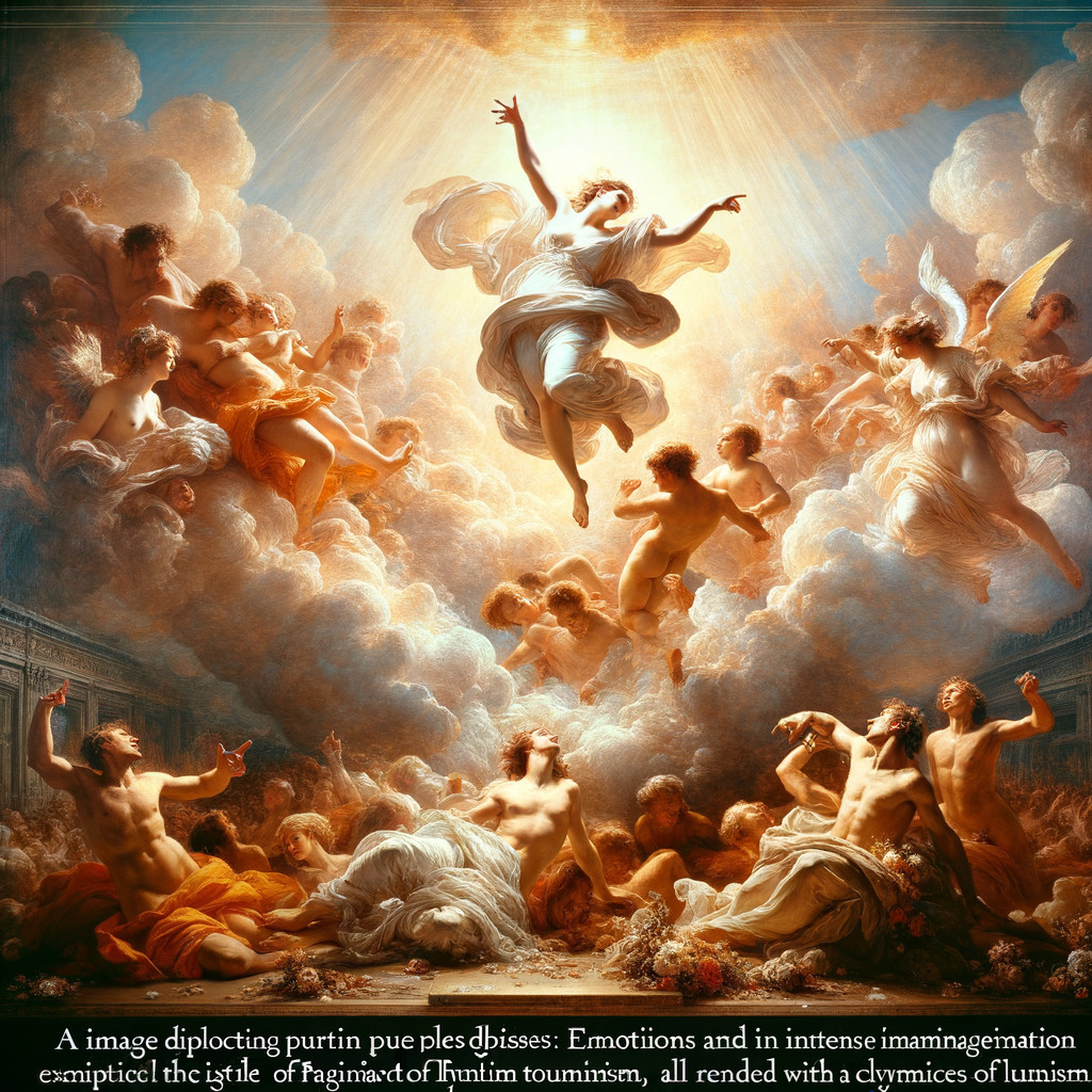 Baroque Painting of Female Ascension with Angels
