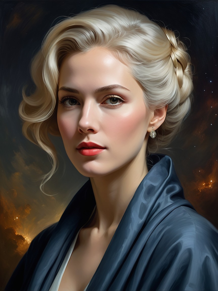 Elegant Portrait of a Woman in Blue Robe