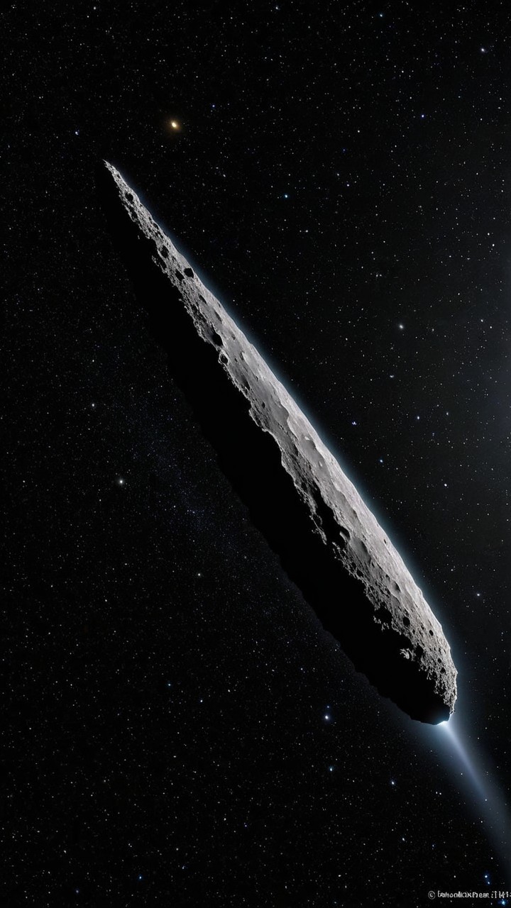 Elongated Asteroid with Rugged Surface in Deep Space