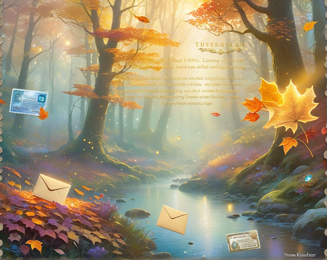 Autumn Forest Scene with Leaves and Tranquil Stream