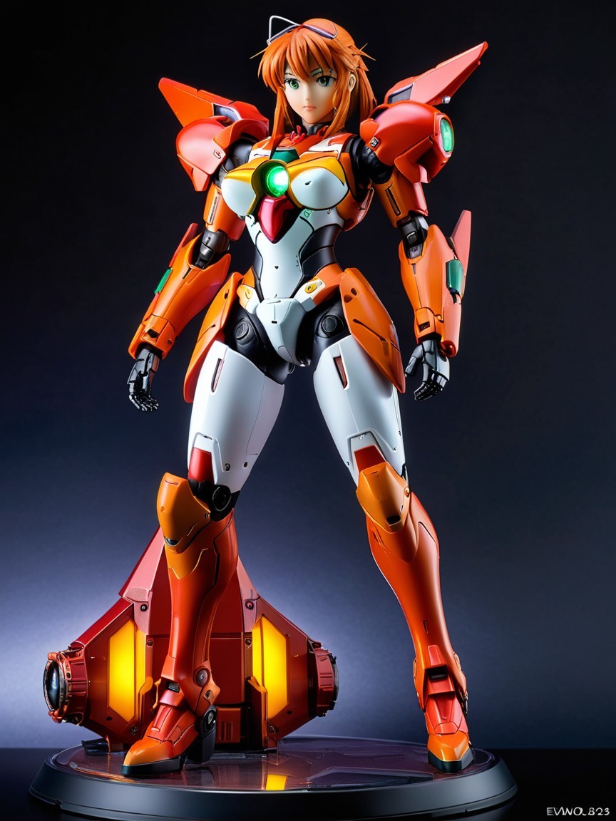 Futuristic Armored Warrior Model in Orange and White