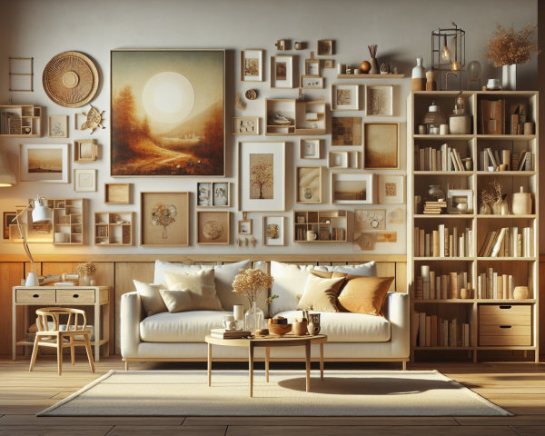 Cozy Living Room with Warm Lighting and Stylish Decor
