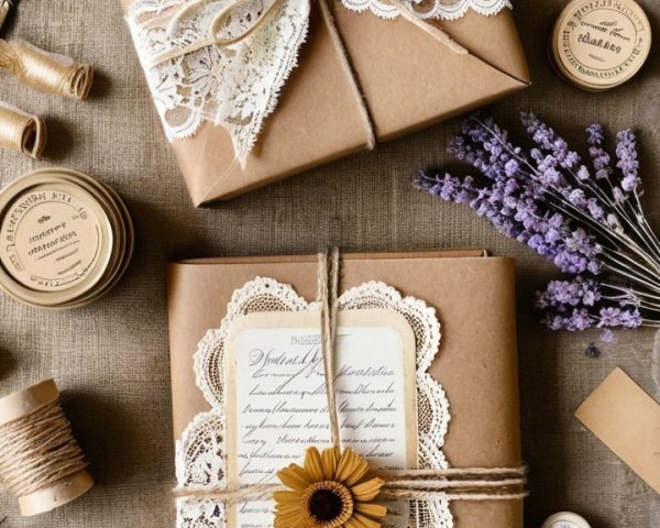 Rustic Wrapped Gifts with Dried Flowers and Lavender