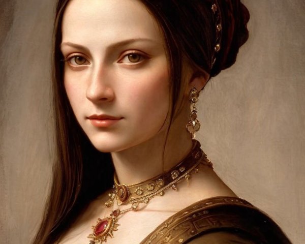 Portrait of a Young Woman in Elegant Attire