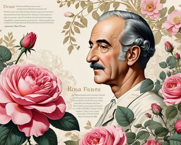 Profile Portrait of an Elderly Man with Roses